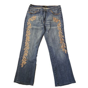VTG Mesmerize Womens 5 Pockets Embellished Stretch Cotton Blend Jeans 14 Short